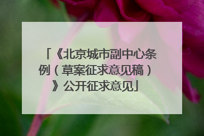 《北京城市副中心条例（草案征求意见稿）》公开征求意见