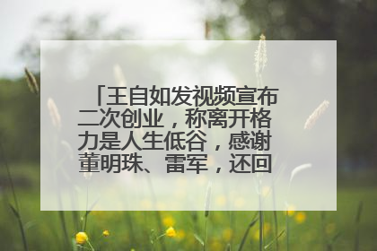 王自如发视频宣布二次创业，称离开格力是人生低谷，感谢董明珠、雷军，还回应了“工资条”：清楚自己要什么……