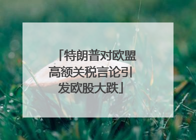 特朗普对欧盟高额关税言论引发欧股大跌