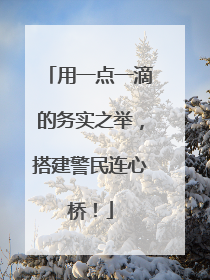 用一点一滴的务实之举，搭建警民连心桥！