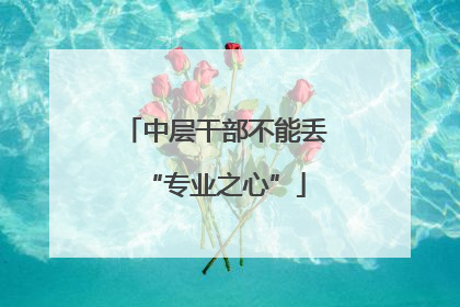 中层干部不能丢“专业之心”