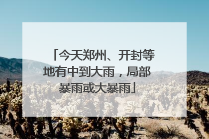 今天郑州、开封等地有中到大雨，局部暴雨或大暴雨