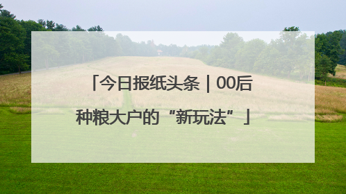 今日报纸头条｜00后种粮大户的“新玩法”