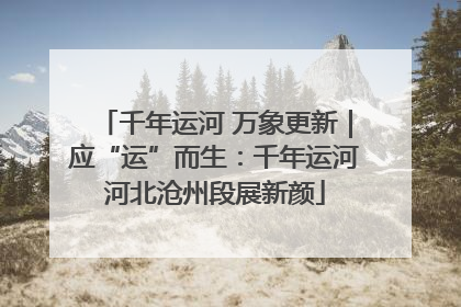 千年运河 万象更新｜应“运”而生：千年运河河北沧州段展新颜