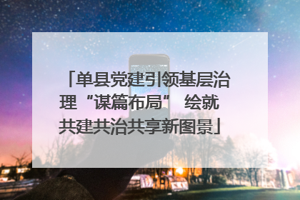 单县党建引领基层治理“谋篇布局” 绘就共建共治共享新图景
