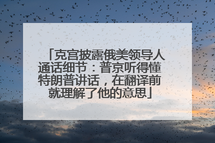 克宫披露俄美领导人通话细节：普京听得懂特朗普讲话，在翻译前就理解了他的意思