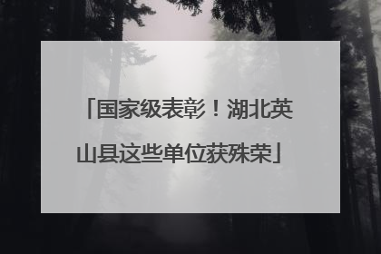 国家级表彰！湖北英山县这些单位获殊荣
