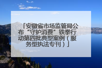 安徽省市场监管局公布“守护消费”铁拳行动第四批典型案例（服务型执法专刊）