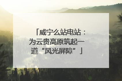 威宁么站电站：为云贵高原筑起一道“风光屏障”
