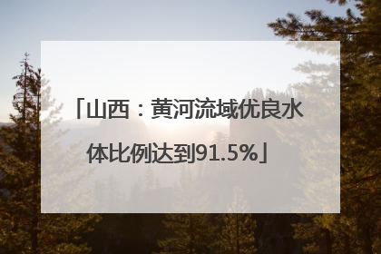 山西：黄河流域优良水体比例达到91.5%