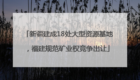 新疆建成18处大型资源基地，福建规范矿业权竞争出让