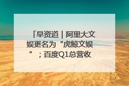 早资道｜阿里大文娱更名为“虎鲸文娱”；百度Q1总营收325亿元超预期