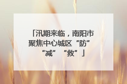 汛期来临，南阳市聚焦中心城区“防”“减”“救”