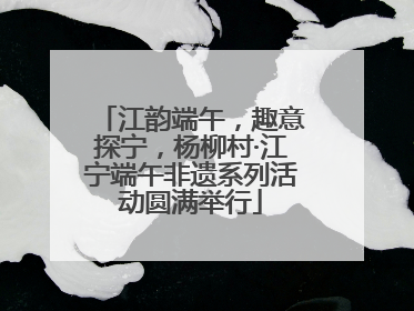 江韵端午，趣意探宁，杨柳村·江宁端午非遗系列活动圆满举行