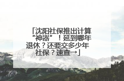 沈阳社保推出计算“神器”！延到哪年退休？还要交多少年社保？速查→