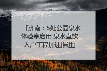 济南：5处公园泉水体验亭启用 泉水直饮入户工程加速推进