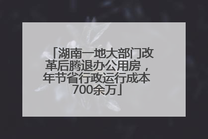 湖南一地大部门改革后腾退办公用房，年节省行政运行成本700余万