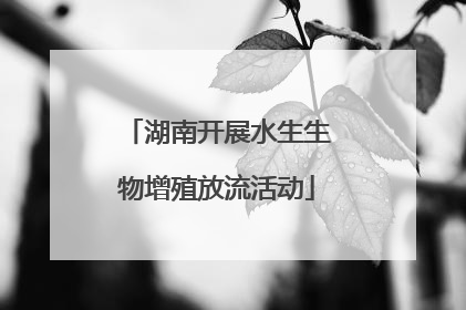 湖南开展水生生物增殖放流活动