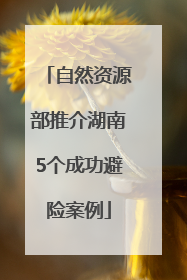 自然资源部推介湖南5个成功避险案例