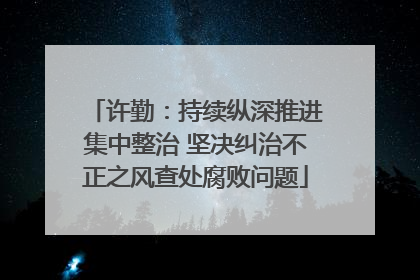 许勤：持续纵深推进集中整治 坚决纠治不正之风查处腐败问题