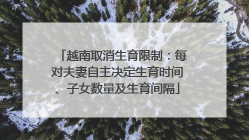越南取消生育限制：每对夫妻自主决定生育时间、子女数量及生育间隔