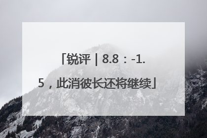 锐评｜8.8：-1.5，此消彼长还将继续