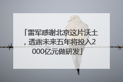 雷军感谢北京这片沃土，透露未来五年将投入2000亿元做研发