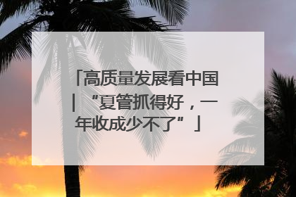 高质量发展看中国｜“夏管抓得好，一年收成少不了”